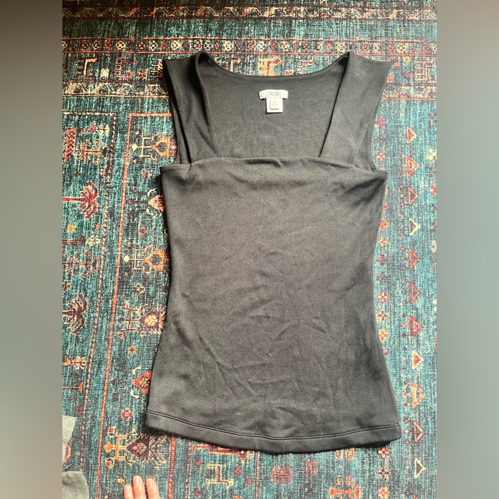 Cache Y2K Black Square Neck Tank Top